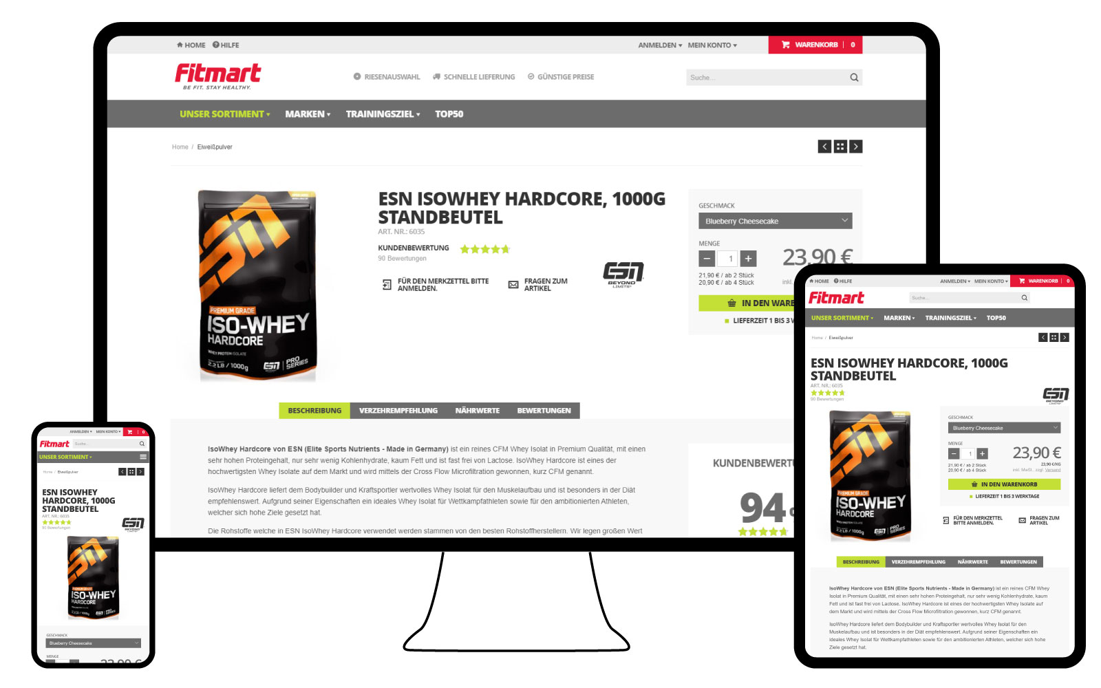 Screenshot: Fitmart shop - product page