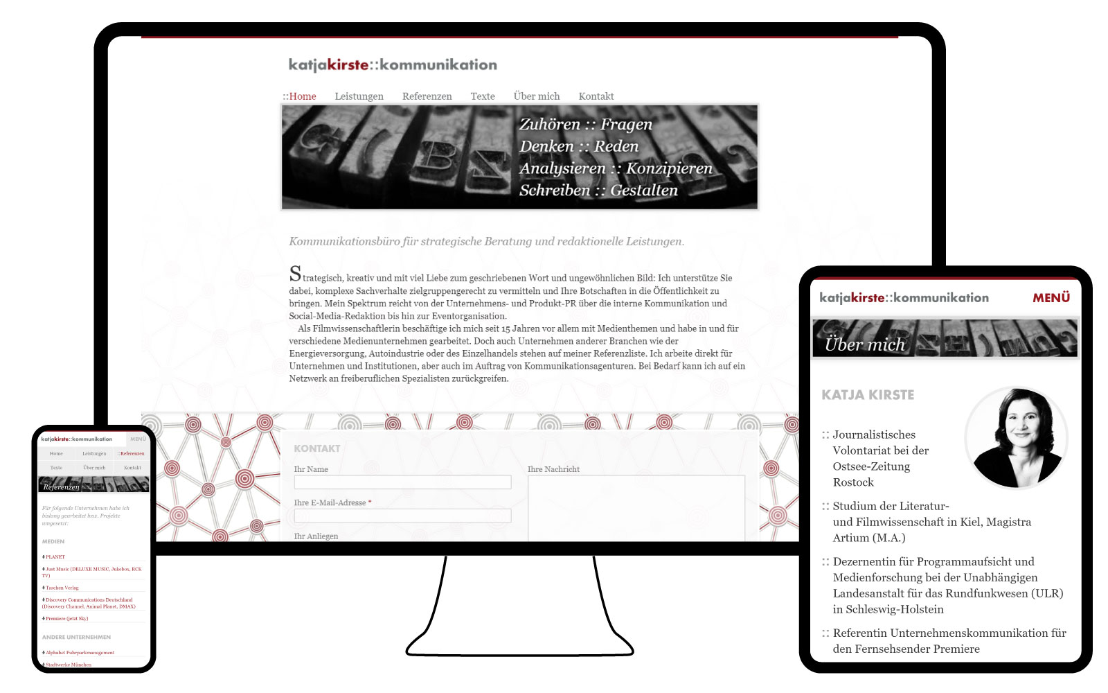 Screenshot: Responsive online portfolio of Katja Kirste